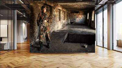 Soldier in the war with arms Wall mural