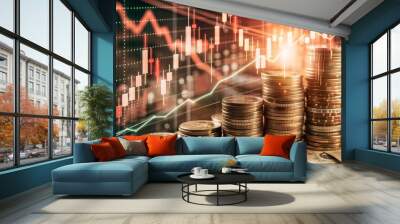 Stock market or forex trading graph in graphic concept suitable for financial investment or Economic trends business idea and all art work design. Abstract finance background Wall mural