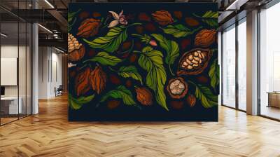 Cocoa print. Dark chocolate. Vector illustration Wall mural