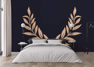 Laurel wreath. Olive greek leaf. Winner art emblem Wall mural