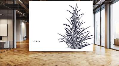 Rice plantation Vector graphic plant, shape grains Wall mural