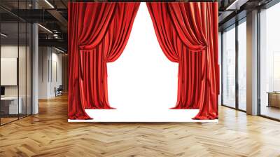 red curtains on transparent background Wall mural