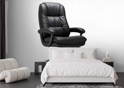 The office chair from black leather. Isolated on transparent Wall mural