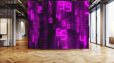 Abstract binary background, number streams, matrix effect. Wall mural