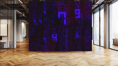 Abstract binary background, number streams, matrix effect. Wall mural