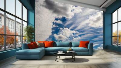 Blue sky and beautiful clouds, abstract nature background. Wall mural