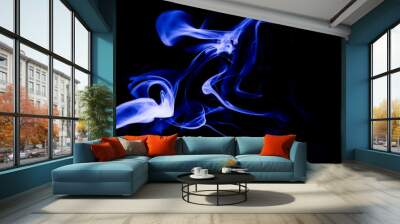 Blue smoke on black background Wall mural