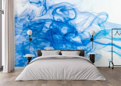 Blue smoke on white background Wall mural