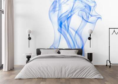 Blue smoke on white background Wall mural