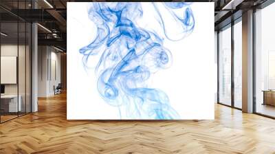 Blue smoke on white background Wall mural