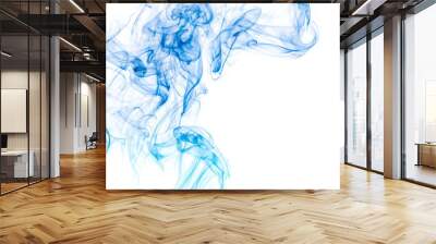 Blue smoke on white background Wall mural