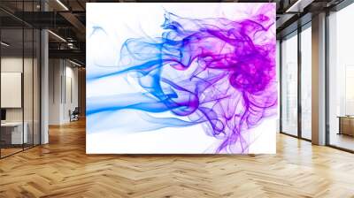 Colored smoke on white background Wall mural