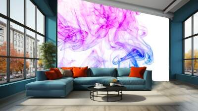 Colored smoke on white background Wall mural