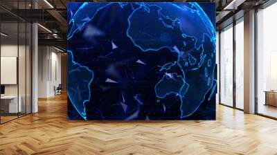 Digital blue planet of Earth. Wall mural