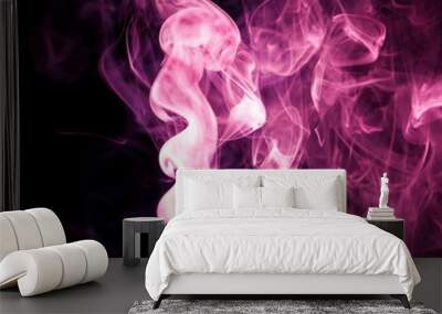 Purple smoke on black background Wall mural