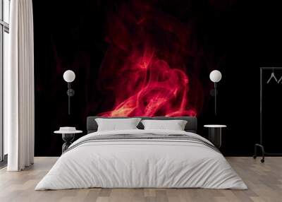 Red smoke on black background Wall mural