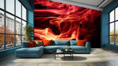 Red smoke on black background Wall mural