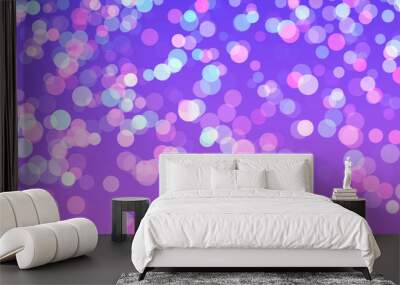 defocused purple lights background photo. Lights background. abstract purple sky background with bokeh light effect Wall mural