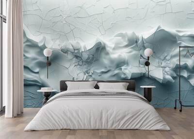 The background is a chaotic array of splintered shards in varying shades of grey, creating a fragmented, edgy look that suggests both destruction and reconstruction.  Wall mural