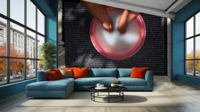 finger pressing button Wall mural