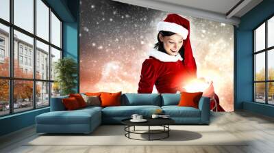 beautiful girl in santa costume Wall mural