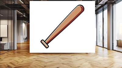 vector illustration of baseball bat in flat style isolated on white background Wall mural