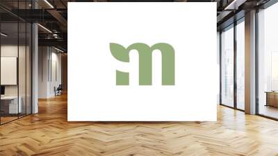 Letter m leaf logo identity. Simple leaf initial m organic logo for natural logo identity Wall mural