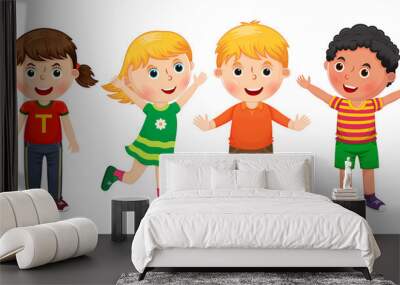 Children in different positions illustration Wall mural