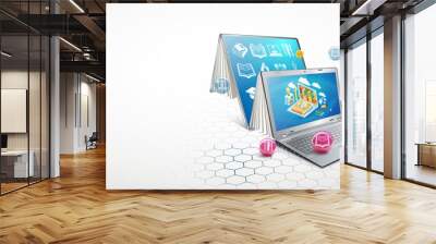 Laptop as a book. The concept of learning. Online education. Vector Illustration
 Wall mural