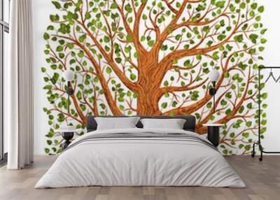 Old tree isolated on transparent background. Vector illustration. Wall mural