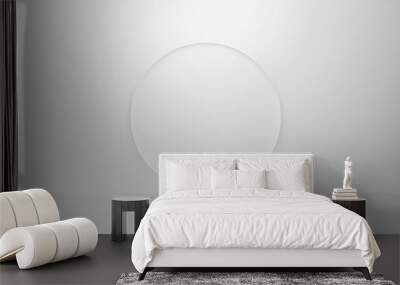 3D white isolated background texture. Art 3d rendering interior. Realistic blank round and reflection for mockup poster, banner and label on website. Abstract empty circle design. Wall mural