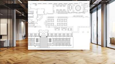 standard cafe furniture symbols on floor plans Wall mural