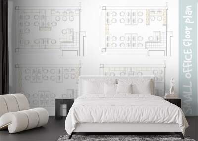 Standard office furniture symbols on floor plans Wall mural