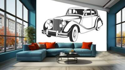 Outline illustration design of a vintage car 62 Wall mural