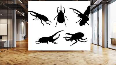 Set of silhouettes of hercules beetle vector design Wall mural