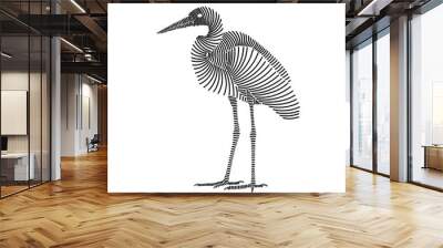 Simple line art illustration of a heron 2 Wall mural