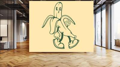 Vintage character design of a banana Wall mural