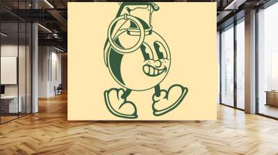 Vintage character design of a grenade Wall mural