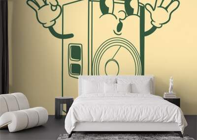 Vintage character design of loudspeaker Wall mural