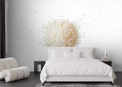 Closeup of a pile of organic basmati rice isolated on a transparent background with shadows from above, top view Wall mural