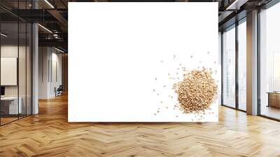 Closeup organic whole raw sesame seeds isolated on a transparent background without shadow from above, top view, png Wall mural