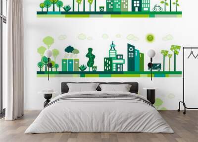 Green Eco city living concept banners. Wall mural