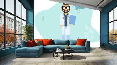 Doctor consultation. Visit. Modern clinic. Diagnosis. Vector flat cartoon illustration. Doctor appointment. Wall mural