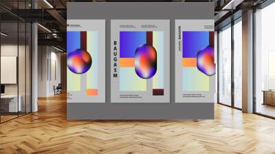 Set of gradient Baugasm poster with pastel colors flyer to fashion brands aesthetic  and minimalist.Graphic vector with mature light gradients. A4 layout for using in modern poster, flyer, cover etc. Wall mural