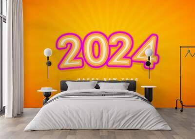 synonymous with a touch of orange for the 2024 New Year's party invitation. Wall mural