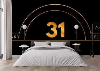 31 Anniversary Celebration Circle Gold Number Template Design. Poster Design For magazine, banner, happy birthday, ceremony, wedding, jubilee, greeting card and brochure. Wall mural