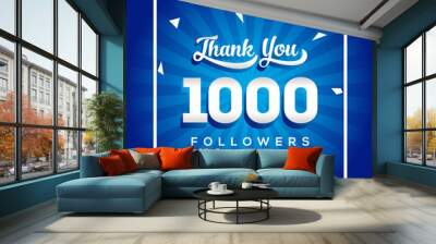 1000 Thank You Followers Vector For Media Social Design Wall mural