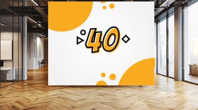 40 Yellow Line Anniversary Numbers Design Wall mural