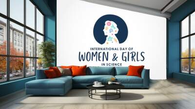 International Day Of Women And Girls In Science Design Vector For Banner or Background Wall mural