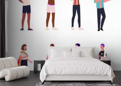 Gay, lesbian, transgender and bisexual people set illuatration isolated on white. Modern vector flat style illustration. Cartoon flat homosexual people set. Transexual people set vector illustration. Wall mural